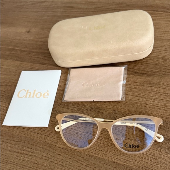 Chloe Accessories - Chloé Beige Cat-Eye Glasses with Matching Case